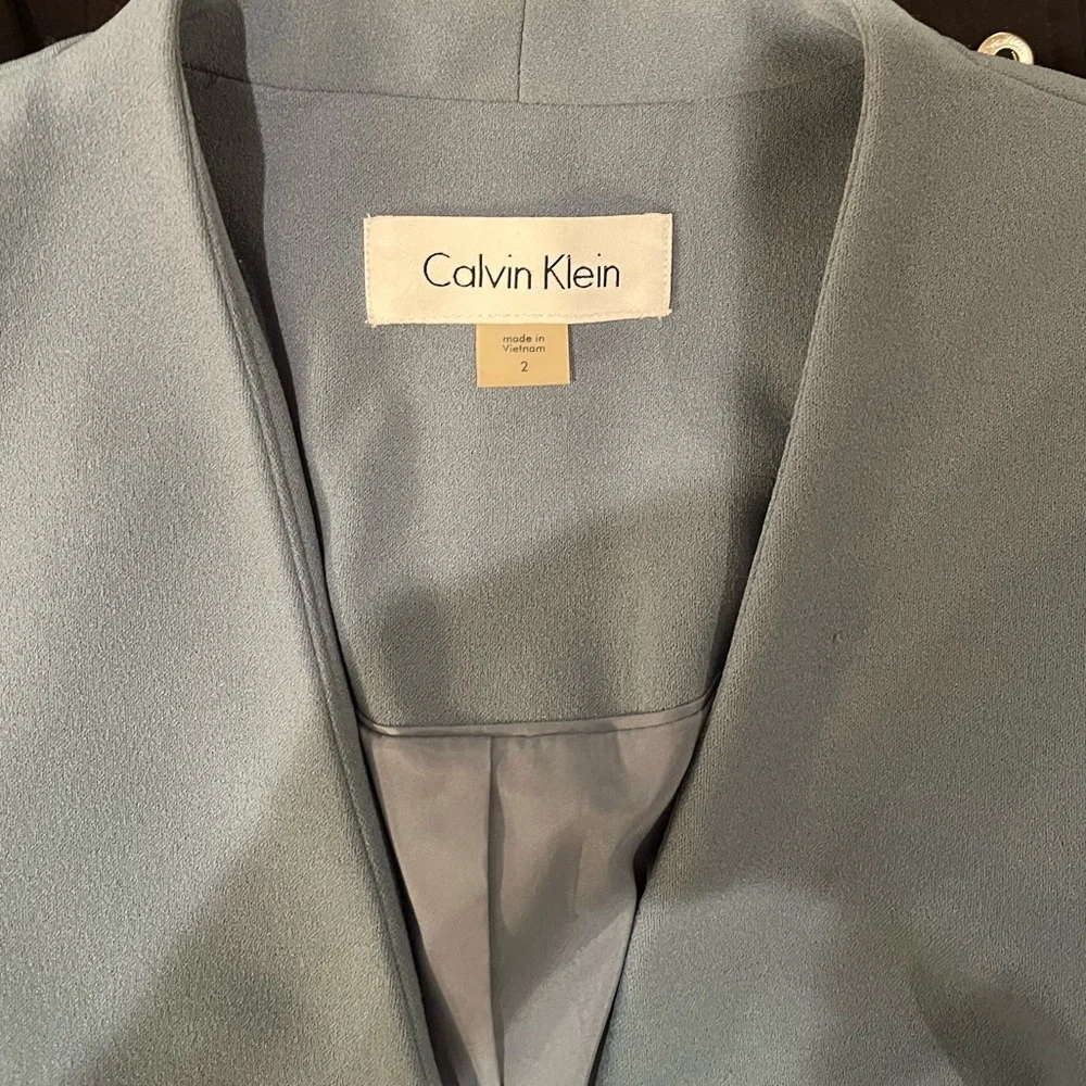 Calvin Klein Zip Up Slate Blue Blazer - Picture 7 of 8